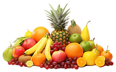 PNG Tropical fruits grapefruit pineapple banana.