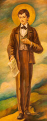 MILAN, ITALY - MARCH 4, 2024: The painting of St. Dominic Savio in the church Chiesa di San...