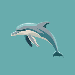 Obraz premium Illustration of a dolphin swimming in a turquoise sea.