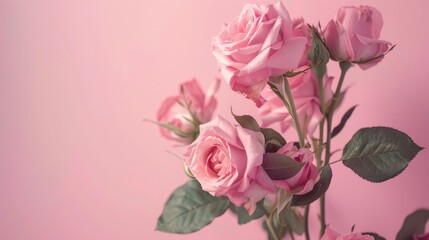 Pink roses against a pink backdrop