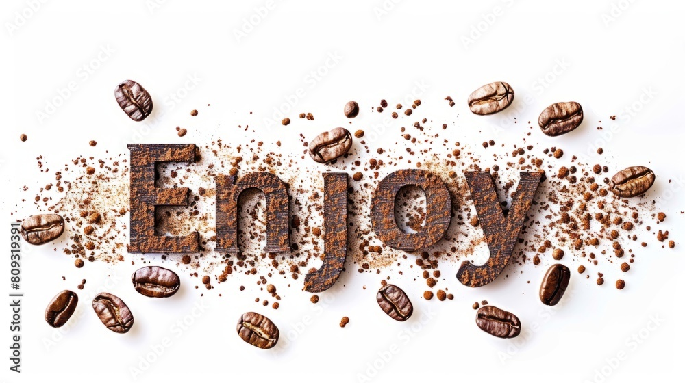 Wall mural The word Enjoy created in Nutmeg Typography.