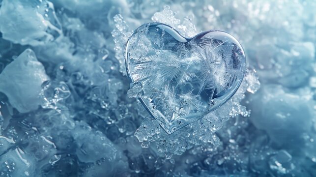 ice heart on ice in high resolution and high quality. heart concept - Powered by Adobe