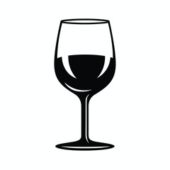 Fototapeta premium Black and white illustration of a wine glass filled with liquid.