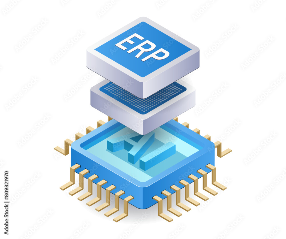 Aufkleber erp with artificial intelligence technology infographic 3d illustration flat isometric