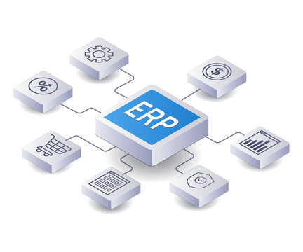 ERP network business infographic 3d illustration flat isometric