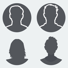Man and woman profile avatar set silhouette style vector illustration
