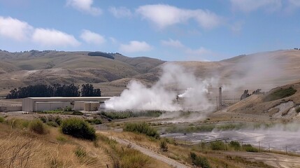 Harnessing the Earth's Core: A Geothermal Power Plant Utilizes Steam for Clean Energy Production
