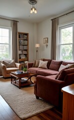 Obraz premium Tranquil Living Room with Plush Velvet Sofa