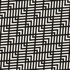 Geometric line seamless pattern. Vector chevron texture. Zigzag stripes, grid, lattice, lines. Abstract black and white diagonal zig zag background. Simple geometry. Repeated design for textile, print