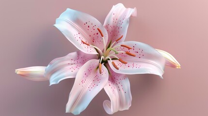 Top view of a big light pink lily flower