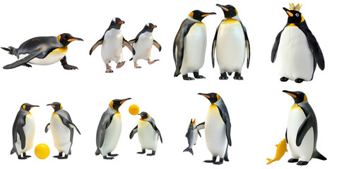Fototapeta premium Penguin png collection set no background for sample decoration.