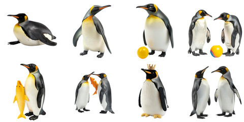 Penguin transparent isolated collection in 3d png for all purpose.