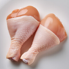 Fresh raw chicken legs on white background