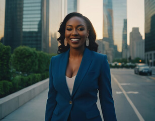 Fototapeta premium successful black businesswoman smiling