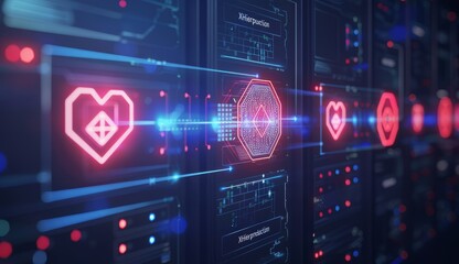 Obraz premium An abstract background on the theme of technology and digital security. A stunning background.