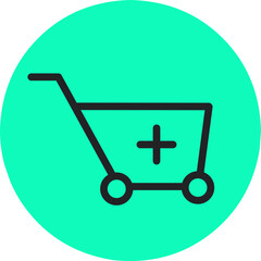 Add product icon.  Flat design.  Online shopping.  Add to basket.  Ecommerce marketplace.  Business retail.Vector Illustration.