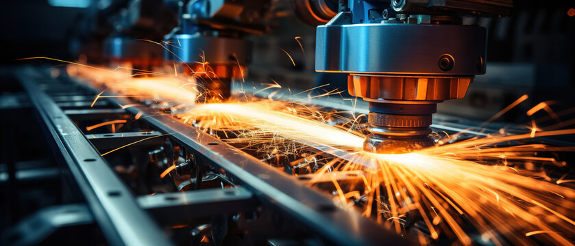 Welder Welding a Piece of Metal. AI Generated Image