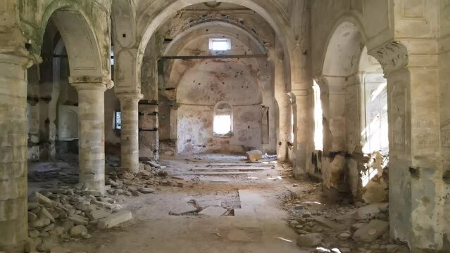 Ruined footage of St. Nicholas Church in Aydin province in Turkey.