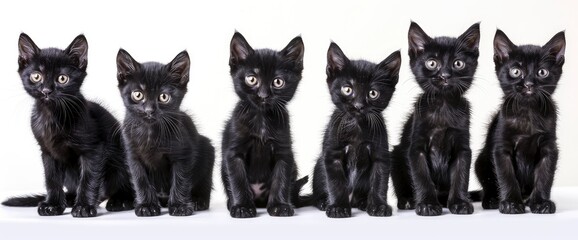 A Collection Of Different Black Cats For Design On A White Background Presents A Versatile Assortment Of Images For Creative Projects And Decorations, High quality photography	