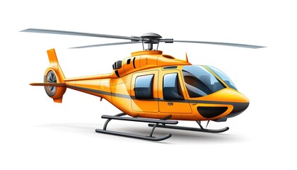 Fototapeta premium 3D Rendering of Metallic yellow Helicopter Isolated on White Background.