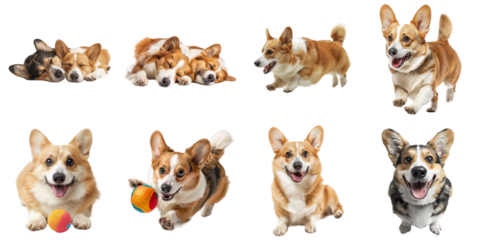 Corgi dog transparent isolated collection in 3d png for all purpose.