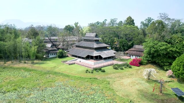 Mae Fah Luang Art and Cultural Park from a drone, Thailand from the air