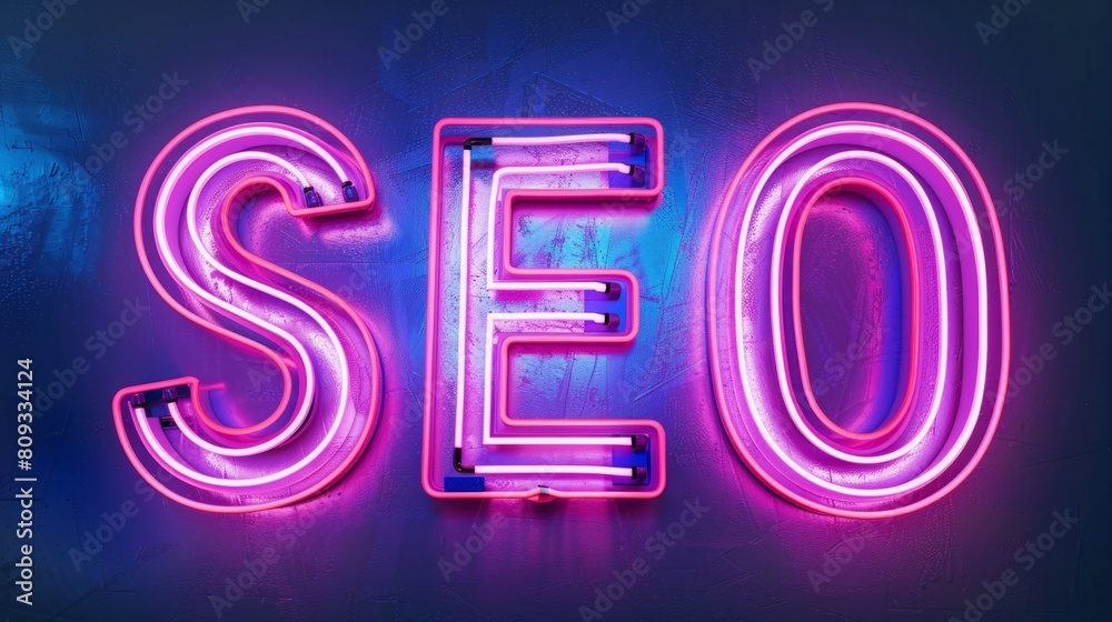 Wall mural The word SEO created in Neon Calligraphy. - Wall murals
