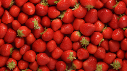 Abundant Fresh Strawberries with Vibrant Green Leaves