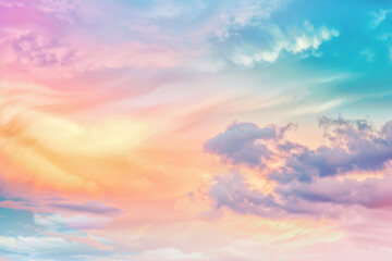 Obraz premium Vibrant and surreal sunset sky with a beautiful mixture of pink, orange, blue, and yellow hues, perfect as a peaceful background or creative natural landscape