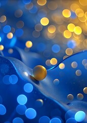 blue gold glitter effect abstruse background bokeh blurred particles celebrations new year 