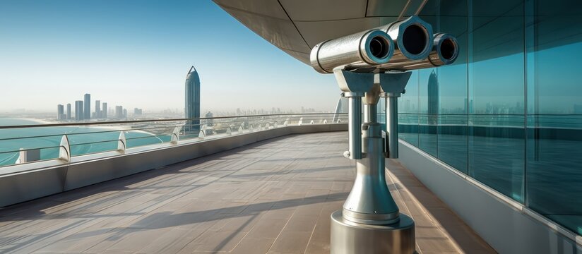 telescope on top of glass building