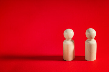Family people figures on red background. Concept of family, values, unity, togetherness and...