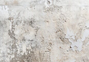 High-resolution image capturing the detailed texture of a weathered concrete wall with patches of peeling paint and signs of decay, perfect for backgrounds or graphic design elements