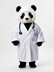 a cute panda as a doctor