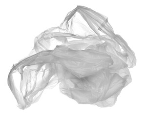  Crumpled nylon bag flying isolated on white, clipping path	