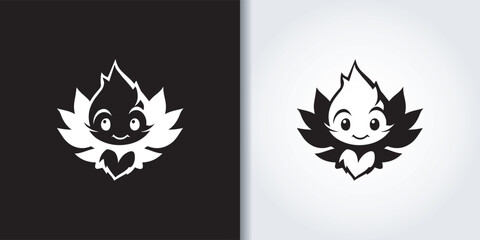 cute leaves mascot logo