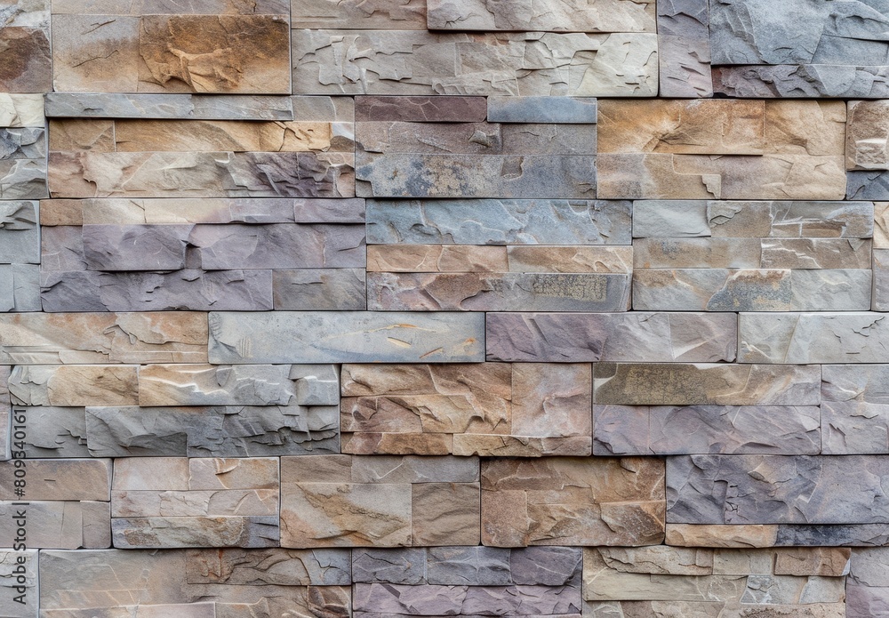 Poster high-resolution image capturing the detailed texture of a multicolored stone wall composed of variou