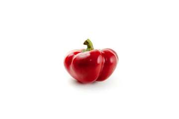 Whole red bell pepper isolated on white background with clipping path. .