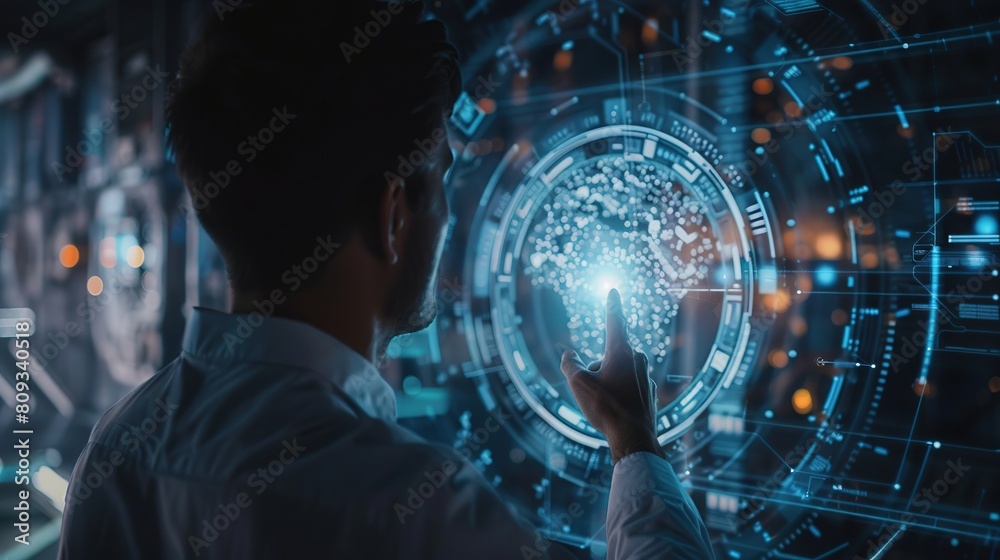 Poster ai tech, businessman show virtual graphic global internet connect chatgpt chat with ai, artificial i
