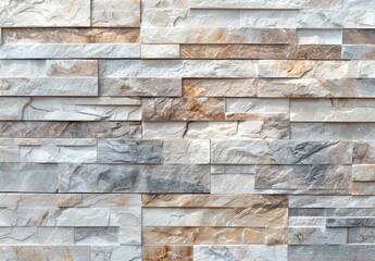 Fototapeta premium High-resolution image showcasing a contemporary multicolored stone wall texture with an intricate pattern, perfect for backgrounds or architectural design elements in home and office interiors