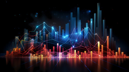 Naklejka premium Stock market background with rising chart and financial data