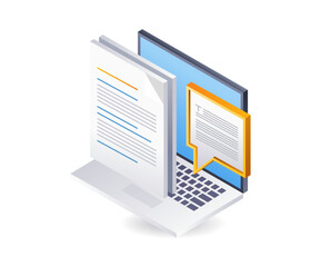 Computer data information, infographics 3d illustration flat isometric