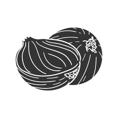 Onion Icon Silhouette Illustration. Vegetables Vector Graphic Pictogram Symbol Clip Art. Doodle Sketch Black Sign.