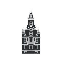 Old State House Icon Silhouette Illustration. Boston Vector Graphic Pictogram Symbol Clip Art. Doodle Sketch Black Sign.