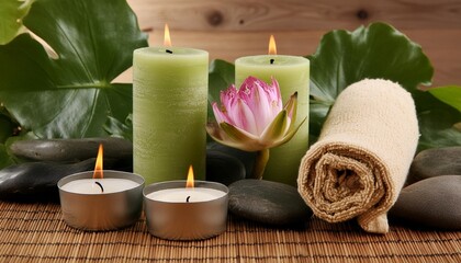 candles and lotus flowers in a tranquil setting