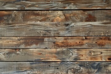 High-resolution image showcasing the detailed texture of weathered wooden planks with natural knots, grain patterns, and varying shades of brown, ideal for backgrounds or rustic design elements