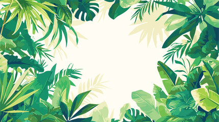 Square backdrop or background with green palm and m