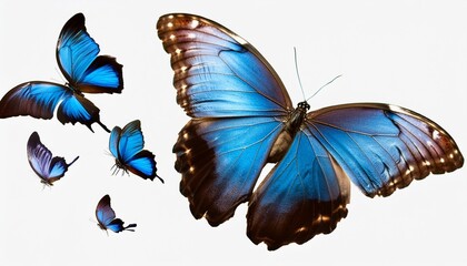png flying blue morpho butterfly with open wings isolated on transparent background