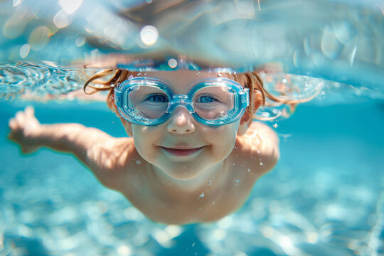 The Importance of Learning to Swim: kid not afraid to swim under water
