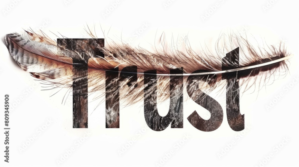 Wall mural The word Trust created in Feather Letters.